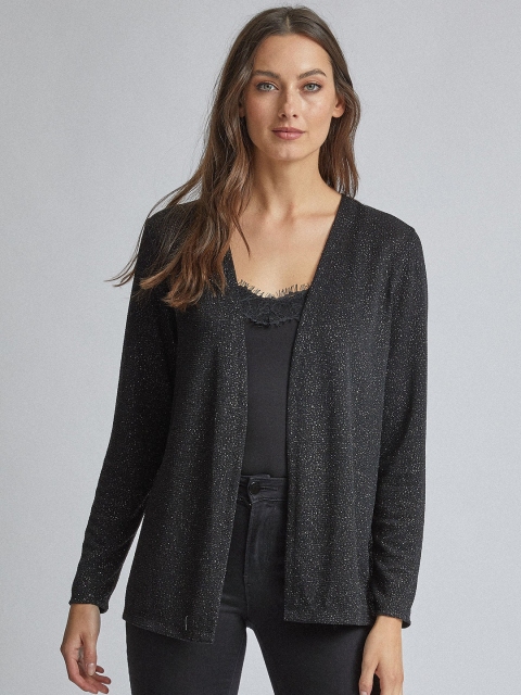 

DOROTHY PERKINS Women Black Embellished Front-Open Shrug