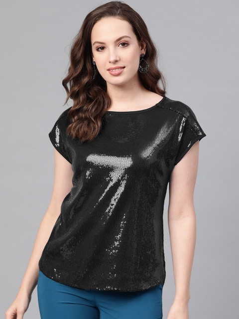 

DOROTHY PERKINS Women Black Sequinned Top