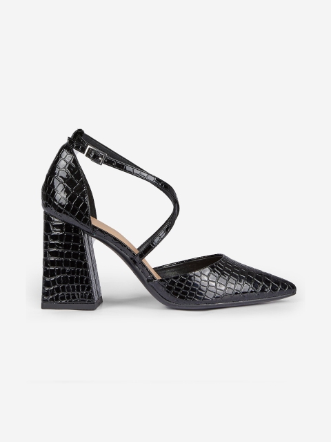

DOROTHY PERKINS Women Black Croc Textured Pumps