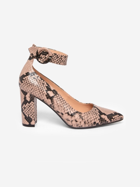 

DOROTHY PERKINS Women Peach-Coloured & Black Snakeskin Textured Pumps