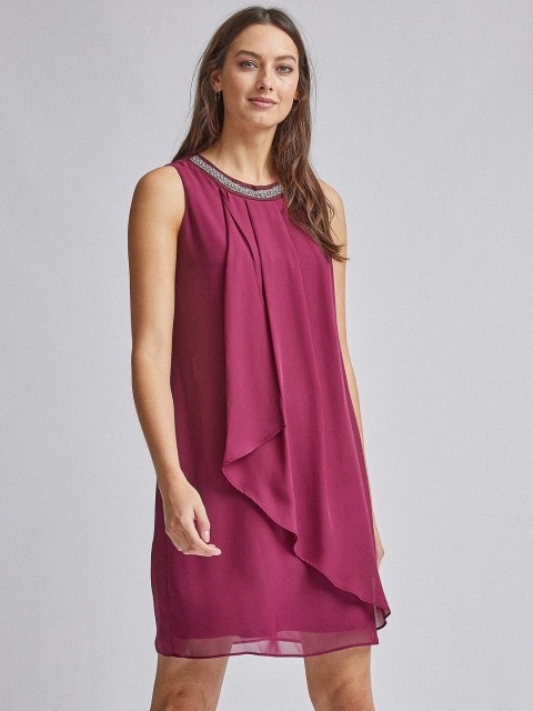 

DOROTHY PERKINS Women Magenta Solid A-Line Dress