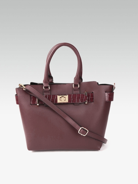 

DOROTHY PERKINS Burgundy Solid Handheld Bag with Detachable Sling Strap