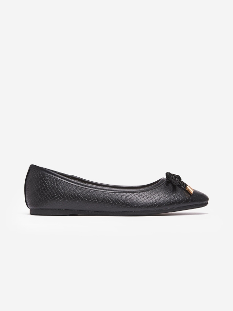 

DOROTHY PERKINS Women Black Snakeskin Textured Ballerinas