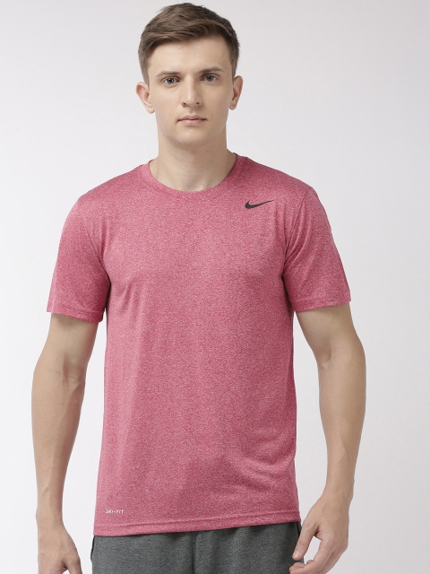 

Nike Men Pink Solid Round Neck DRI-Fit LGD 2.0 Training T-shirt