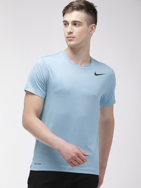 

Nike Men Blue Solid Standard Fit Round Neck AS M NK TOP SS HPR DRI-Fit Training T-shirt