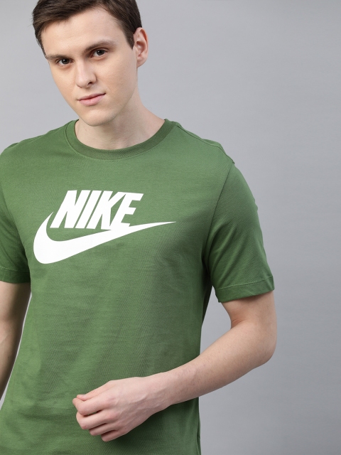 

Nike Men Olive Green Standard Fit Printed NSW ICON FUTURA Round Neck T-shirt