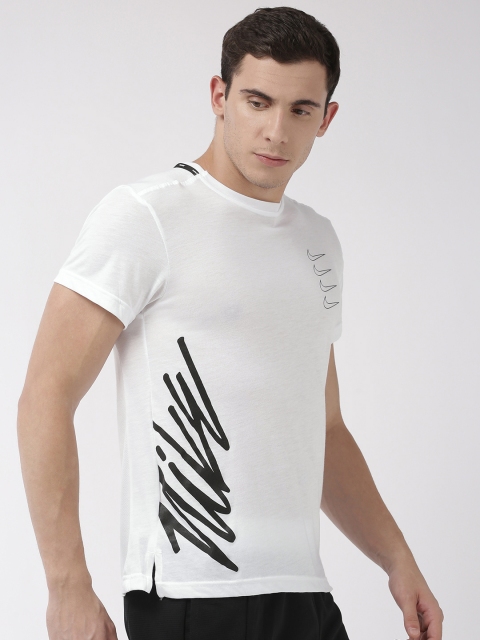 

Nike Men White Printed Standard Fit Round Neck AS DRI-Fit SS PX Training T-shirt