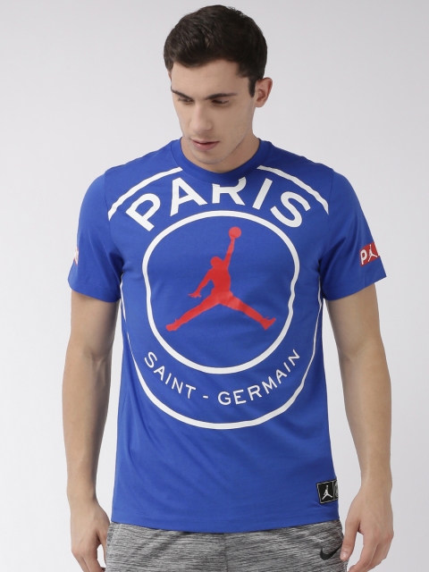 

Nike Men Blue Printed PSG SS PSG Jordan Round Neck Basketball T-shirt