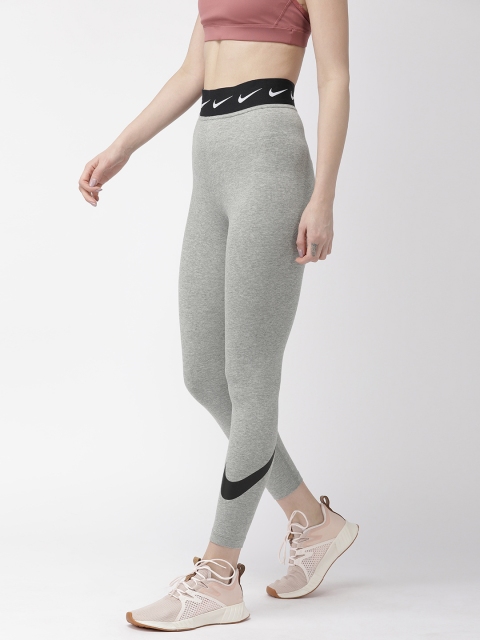 

Nike Women Black NSW LGGNG HW SWOOSH Cropped Tights, Grey melange