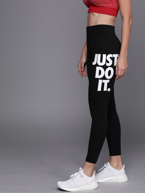 

Nike Women Black Solid 7/8 HW JDI Tights With Printed Detail