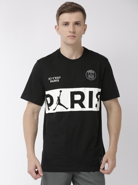 

Nike Men Black Printed M J PSG SS WORDMARK Round Neck T-shirt