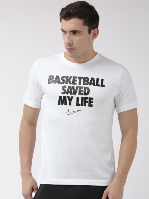 

Nike Men White & Black Printed Dri-Fit VERB MY LIFE Round Neck Basketball T-shirt