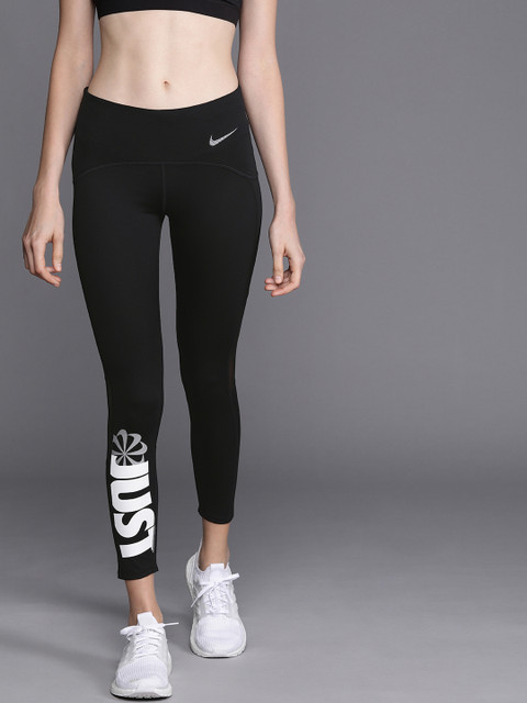 

Nike Women Black Printed Dri-Fit SPEED Cropped Running Tights With Mesh Detailing
