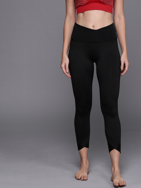 

Nike Women Black Solid YOGA WRAP 7/8 Training Tights