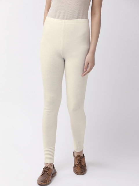 

Madame Women Off-White Solid Ankle Length Winter Leggings