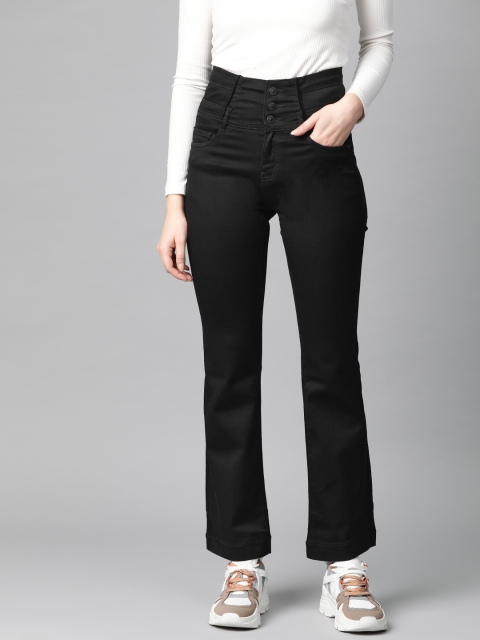 

Madame Women Black Flared High-Rise Clean Look Stretchable Jeans