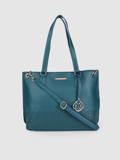 

CERIZ Teal Blue Cut Work Detailed Shoulder Bag