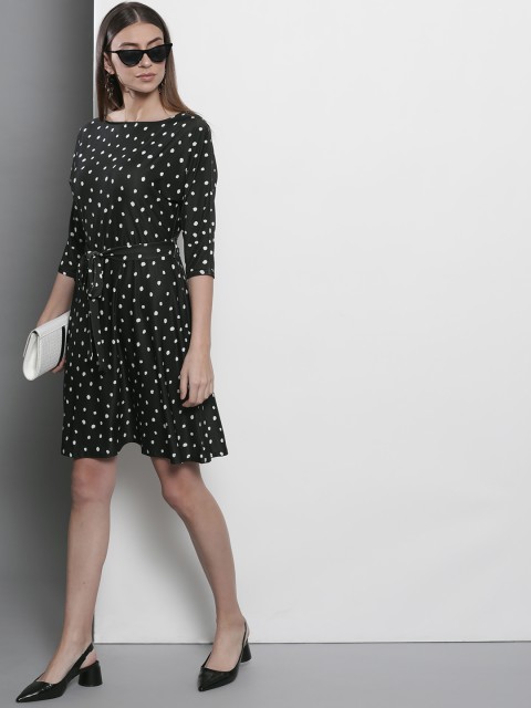 

DOROTHY PERKINS Women Black & White Printed A-Line Dress