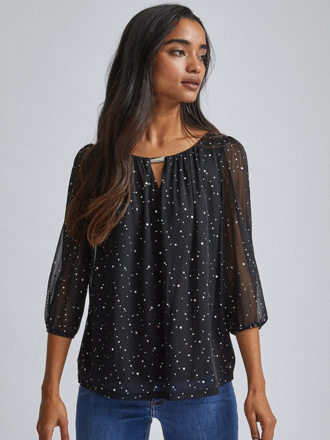 

DOROTHY PERKINS Women Black Embellished Top