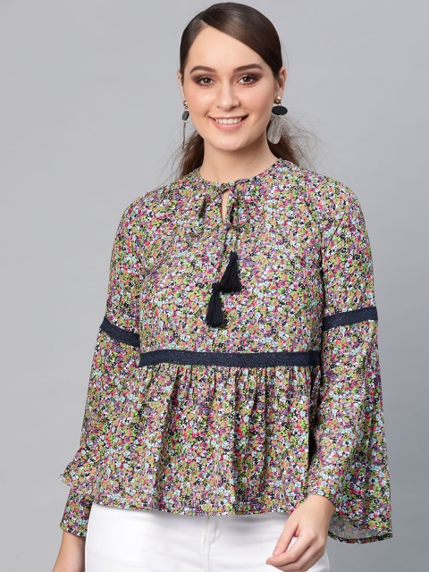 

I AM FOR YOU Women Multicoloured Printed A-Line Top, Multi