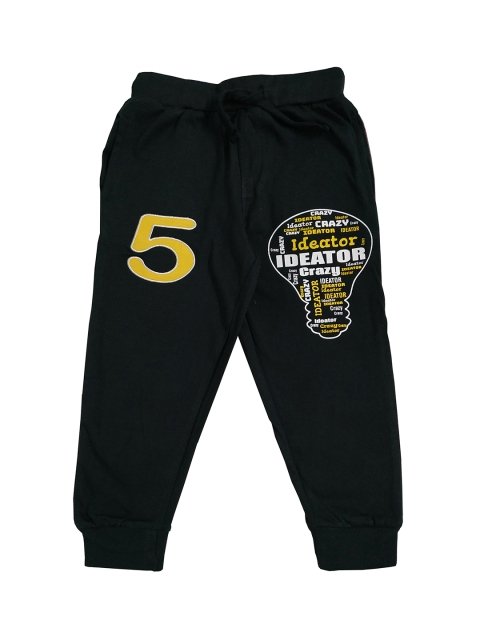 

KiddoPanti Boys Black & Yellow Solid Joggers