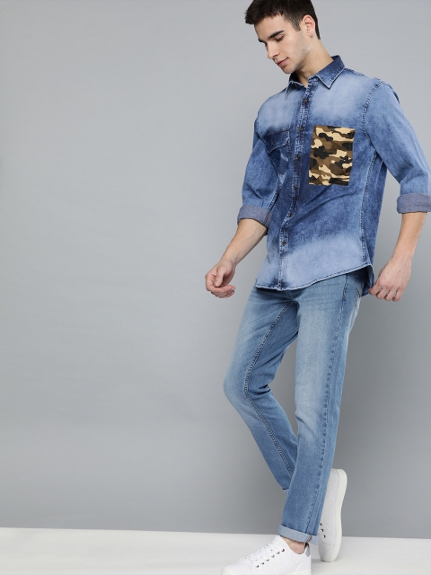 

Harvard Men Blue Regular Fit Faded Denim Casual Shirt
