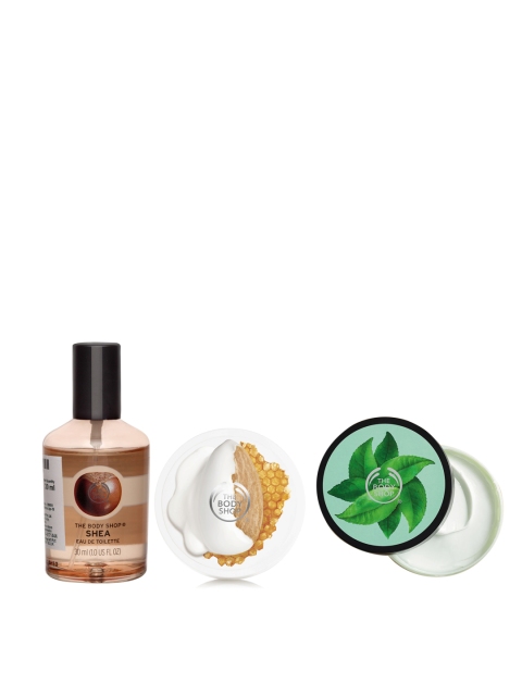 

THE BODY SHOP Set Of 3 Honey,Shea and Green Tea Kit, White
