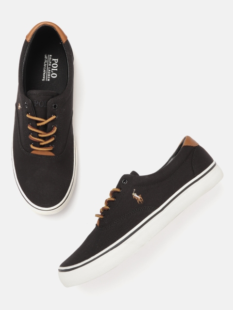 

Polo Ralph Lauren Men Black Solid Thorton Canvas Sneaker