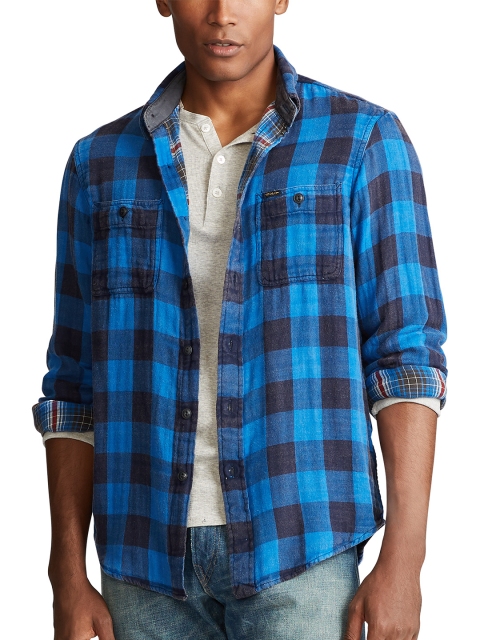 

Polo Ralph Lauren Men Custom Fit Plaid Twill Shirt, Blue