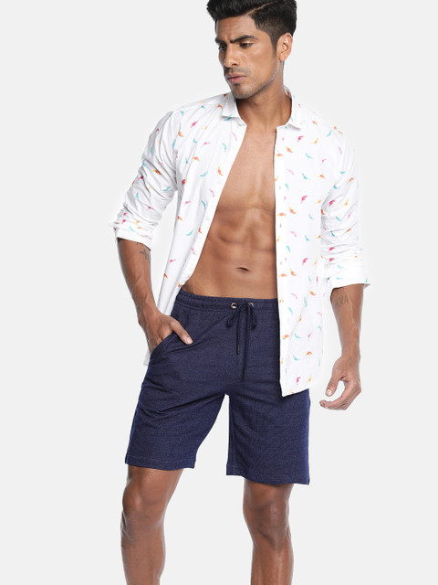 

Bareblow Men Blue Self Design Lounge Shorts
