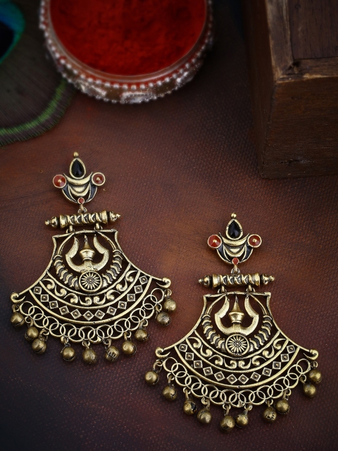 

Studio Voylla Gold Plated Oxidised Drop Earrings