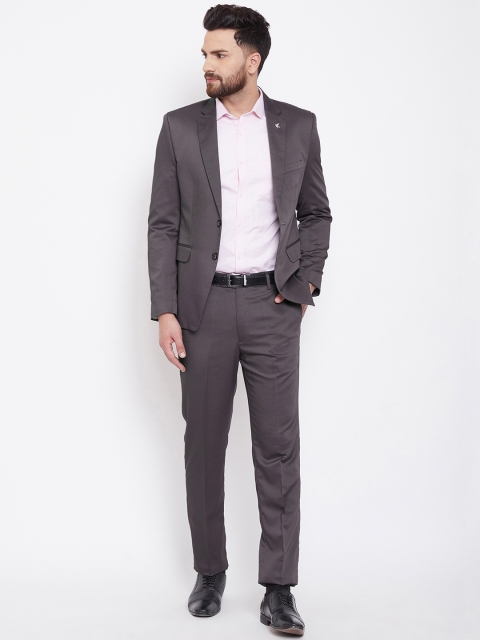 

Canary London Men Brown Self-Design Single-Breasted Slim-Fit Suit