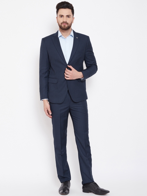 

Canary London Men Navy Blue Self-Design Single-Breasted Slim-Fit Suit