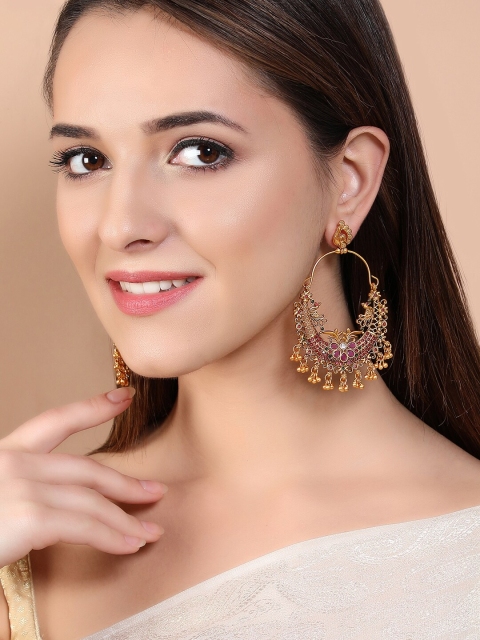 

Rubans Gold-Toned & Pink Gold Plated Classic Drop Earrings