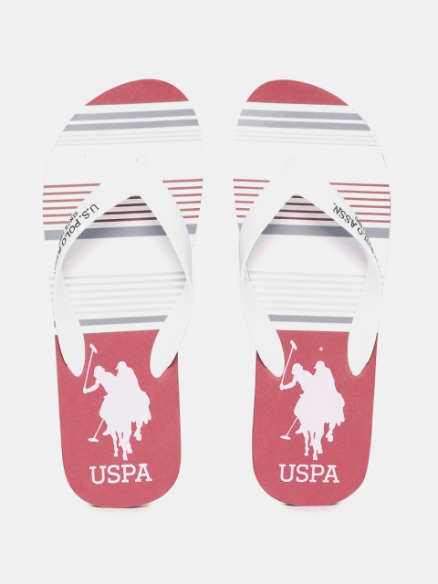

U.S. Polo Assn. Men White & Red Striped Thong Flip-Flops