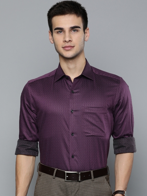 

Louis Philippe Men Purple Classic Fit Self Design Formal Shirt
