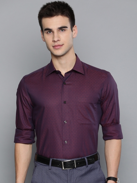 

Louis Philippe Men Purple Classic Regular Fit Self Design Formal Shirt
