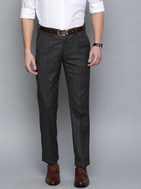 

Louis Philippe Permapress Men Black & Grey Slim Fit Checked Formal Trousers