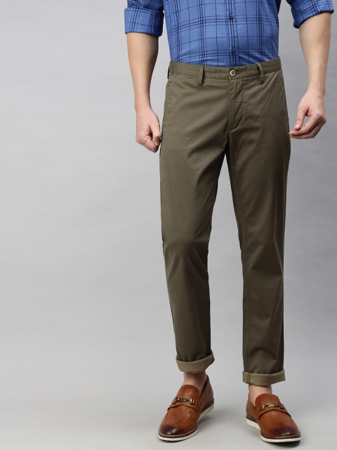 

Louis Philippe Sport Men Brown & Olive Green Slim Fit Micro Ditsy Printed Chinos