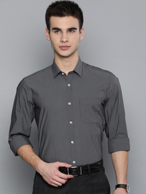 

Louis Philippe Men Grey & White Slim Fit Striped Formal Shirt