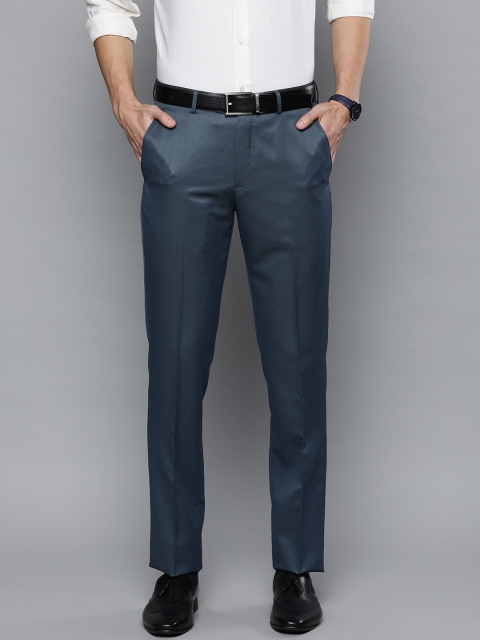 

Louis Philippe Men Teal Blue Solid Slim Fit Formal Trousers