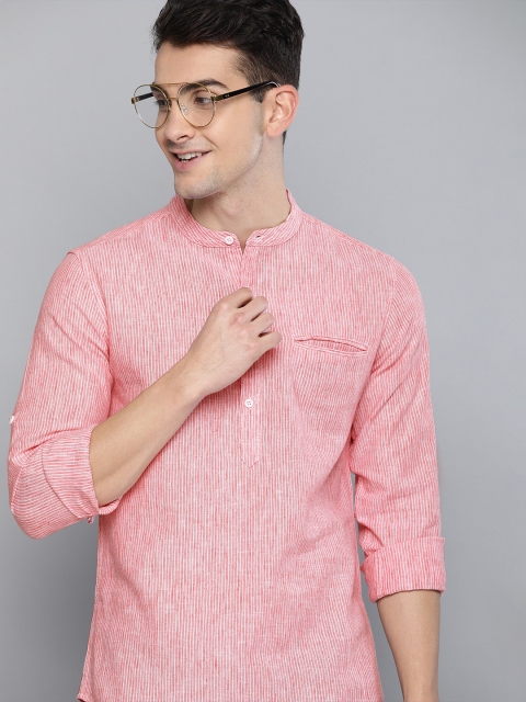

HERE&NOW Men Pink Slim Fit Striped Casual Shirt