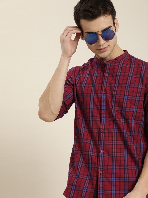 

Moda Rapido Men Maroon & Blue Slim Fit Checked Casual Shirt