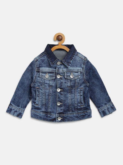 

United Colors of Benetton Boys Navy Blue Washed Denim Jacket