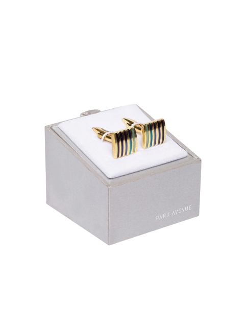 

Park Avenue Men Gold-Toned & Blue Geometric Cufflinks