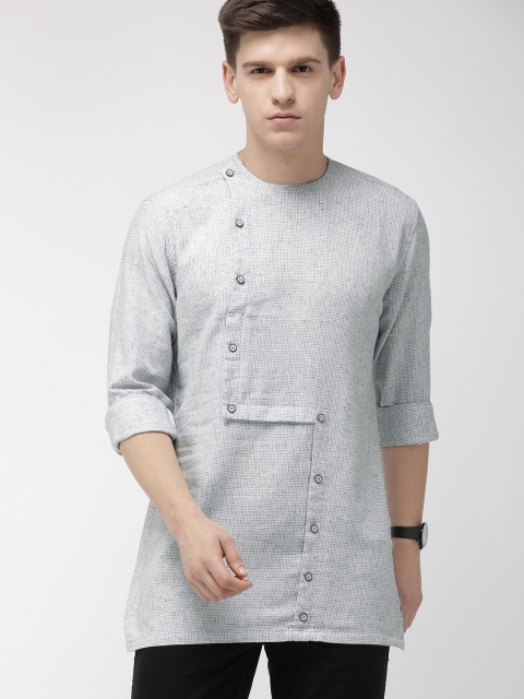 

The Indian Garage Co Men Grey Solid Straight Kurta