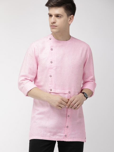 

The Indian Garage Co Men Pink Solid Straight Kurta