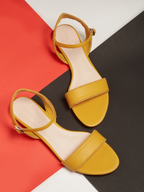 

CHARLES & KEITH Women Yellow Solid Open Toe Flats