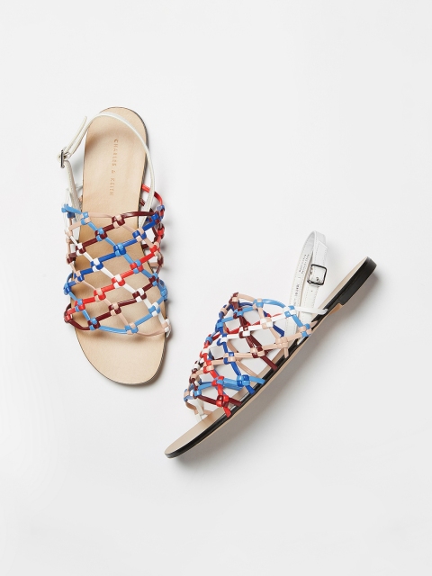 

CHARLES & KEITH Women White Solid Open Toe Flats