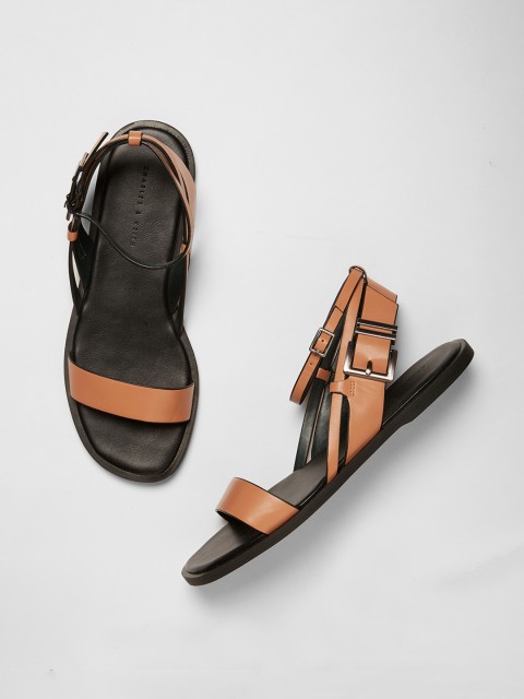 

CHARLES & KEITH Women Nude-Coloured Solid Open Toe Flats